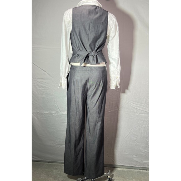 Y2K Nine West Waistcoat Pants Set Womens 4 Pinstripe Gray office siren NEW - Picture 5 of 16